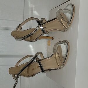 Aldo Metallic Silver Strappy Heels